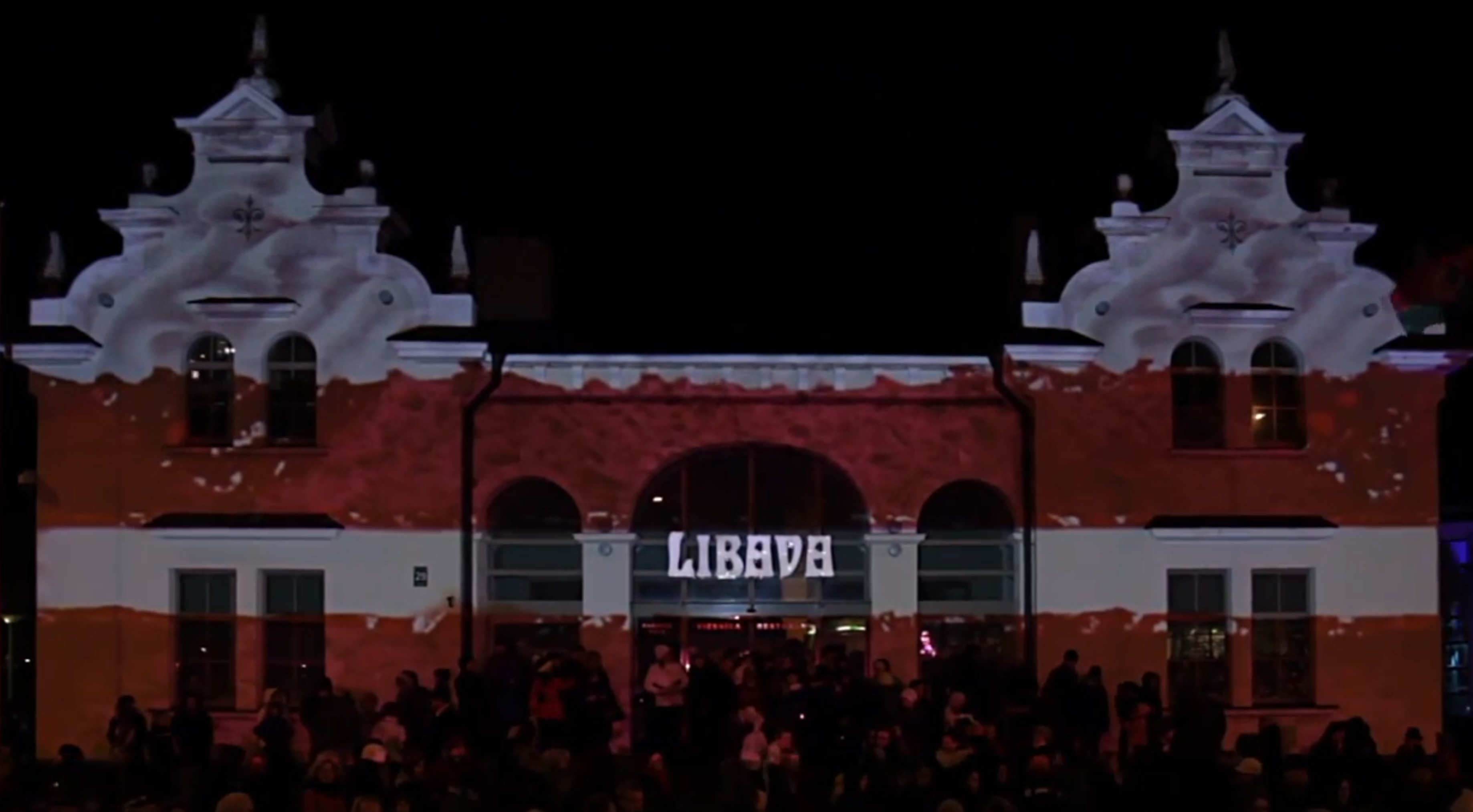 Projection on hotel Libava facade
